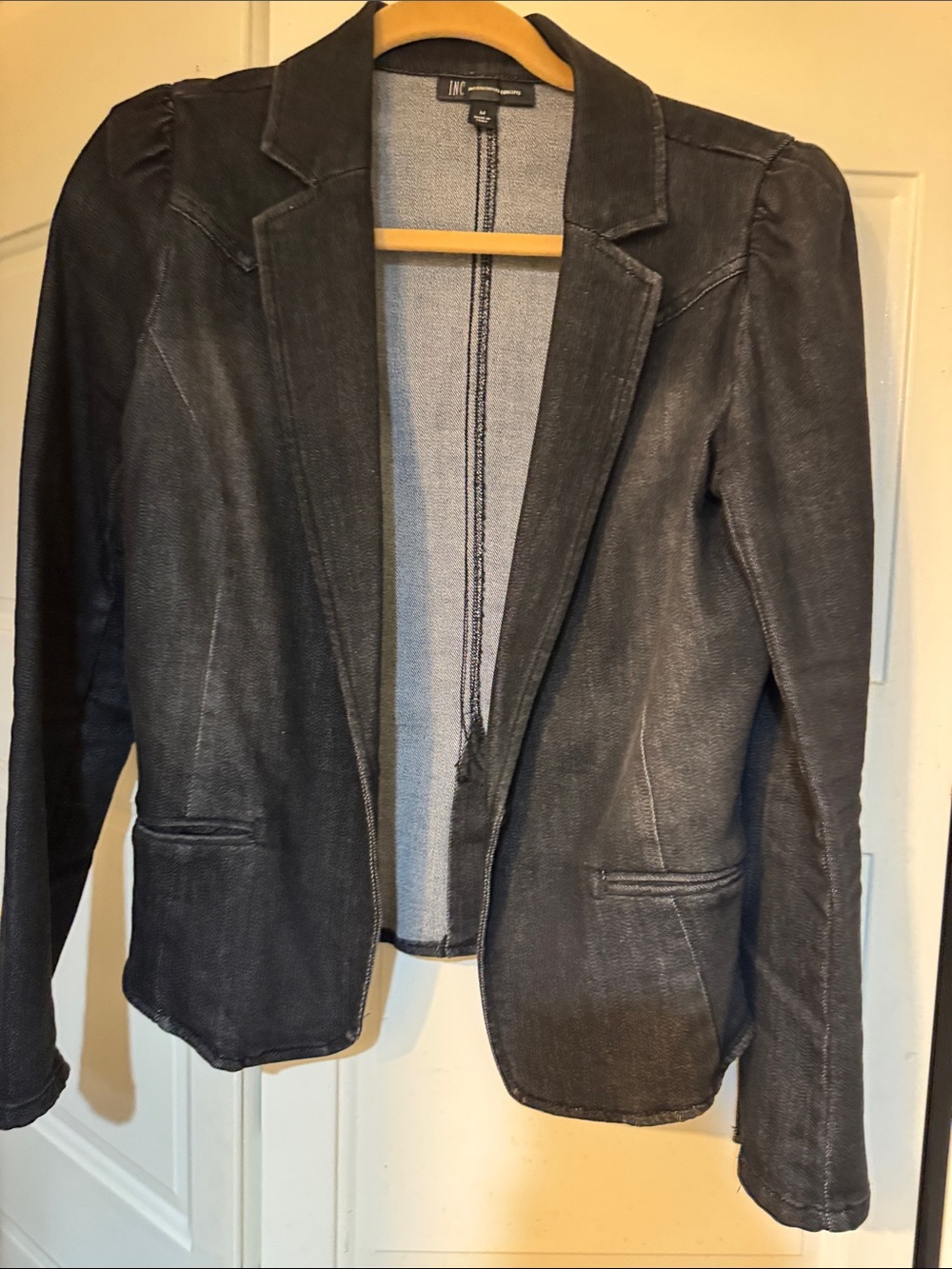 INC International Concepts Black Denim-washed Blazer